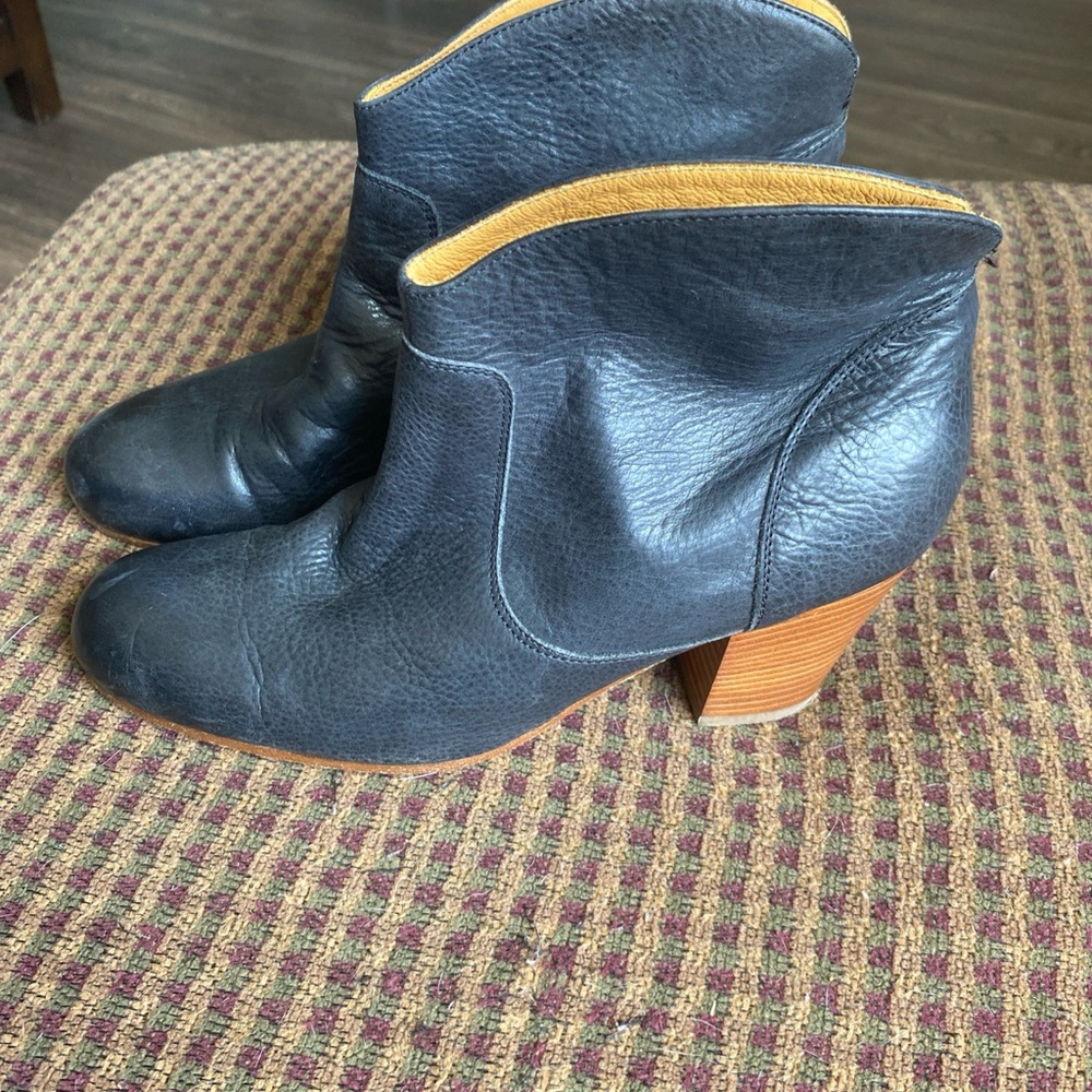 Saks Fifth Avenue Black Ankle Boots with Stacked Heel